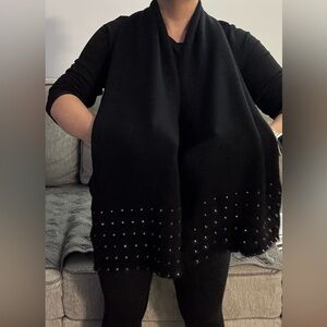 Portolano Black Knit scarf with Silver/black (the studs are dark) Studs